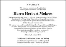 Traueranzeige Herbert Mokros