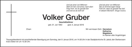 Traueranzeige Volker Gruber