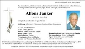 Traueranzeige Alfons Janker