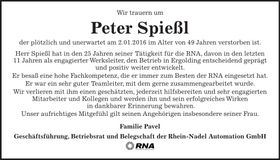 Traueranzeige Peter Spießl