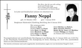 Traueranzeige Fanny Neppl