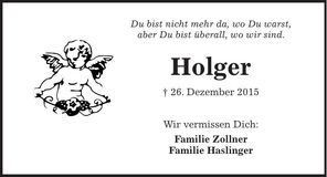 Traueranzeige Holger Werner