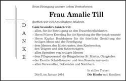 Traueranzeige Amalie Till