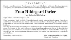 Traueranzeige Hildegard Ihrler