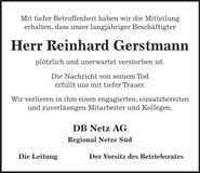Traueranzeige Reinhard Gerstmann