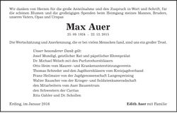 Traueranzeige Max Auer