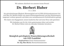 Traueranzeige Herbert Huber