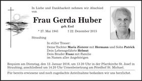Traueranzeige Gerda Huber