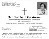 Traueranzeige Reinhard Gerstmann