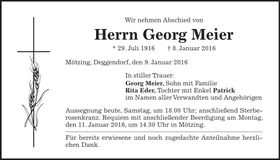 Traueranzeige Georg Meier