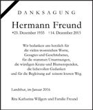 Traueranzeige Hermann Freund