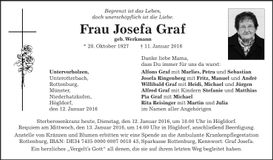 Traueranzeige Josefa Graf