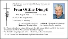 Traueranzeige Ottilie Dimpfl