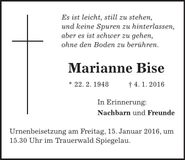 Traueranzeige Marianne Bise