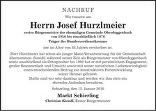 Traueranzeige Josef Hurzlmeier