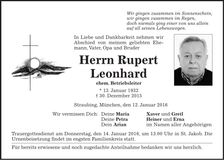 Traueranzeige Rupert Leonhard