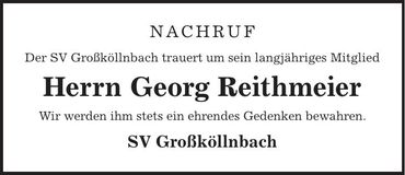 Traueranzeige Georg Reithmeier