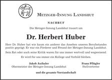Traueranzeige Herbert Huber