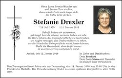Traueranzeige Stefanie Drexler