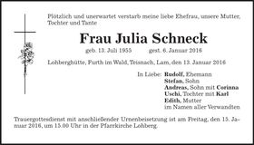Traueranzeige Julia Schneck