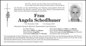 Traueranzeige Angela Schedlbauer