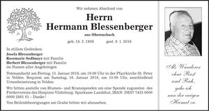 Traueranzeige Hermann Blessenberger
