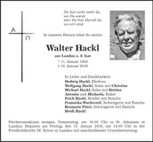 Traueranzeige Walter Hackl