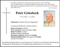 Traueranzeige Peter Griesbeck