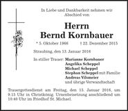 Traueranzeige Bernd Kornbauer