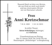 Traueranzeige Anni Kretzschmar