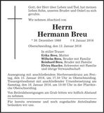 Traueranzeige Hermann Breu