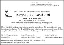 Traueranzeige Josef H. GBR  Dietl