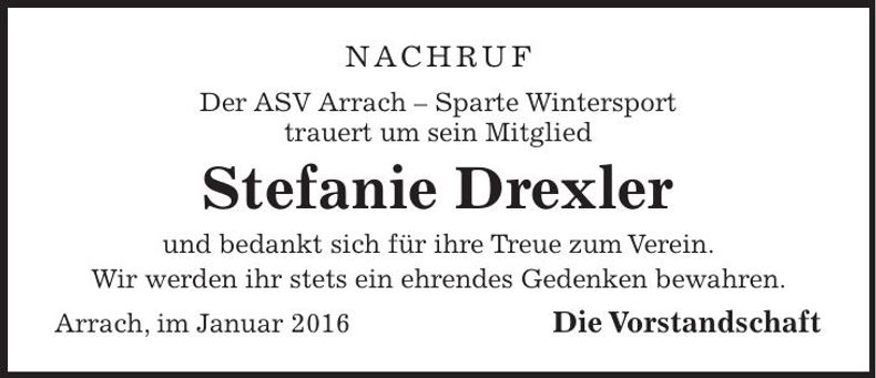 Traueranzeige Stefanie Drexler