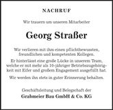 Traueranzeige Georg Strasser