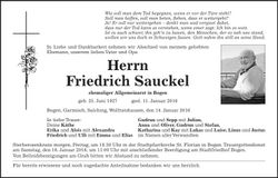 Traueranzeige Friedrich Sauckel