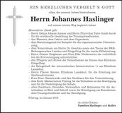 Traueranzeige Johannes Haslinger