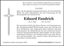 Traueranzeige Eduard Fandrich