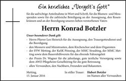 Traueranzeige Konrad Botzler