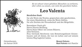 Traueranzeige Leo Valenta
