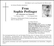 Traueranzeige Sophie Perlinger