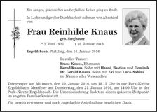 Traueranzeige Reinhilde Knaus
