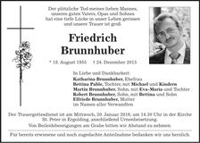 Traueranzeige Friedrich Brunnhuber