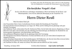 Traueranzeige Dieter Reuß