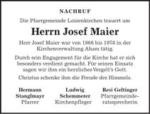 Traueranzeige Josef Maier