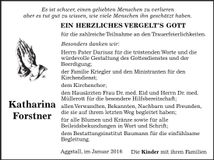 Traueranzeige Katharina Forstner