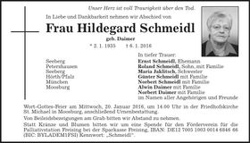 Traueranzeige Hildegard Schneidl