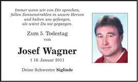 Traueranzeige Josef Wagner