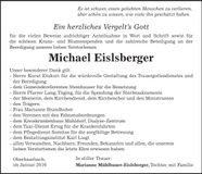 Traueranzeige Michael Eiselsberger
