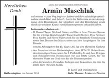 Traueranzeige Armin Maschlak