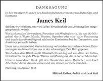 Traueranzeige James Keil